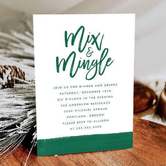 Moderne Mix en Klets Groen Script Feestje Kaart