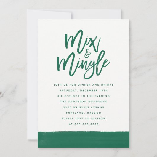 Moderne Mix en Mingle Green Script Vakantie Party Kaart (Voorkant)