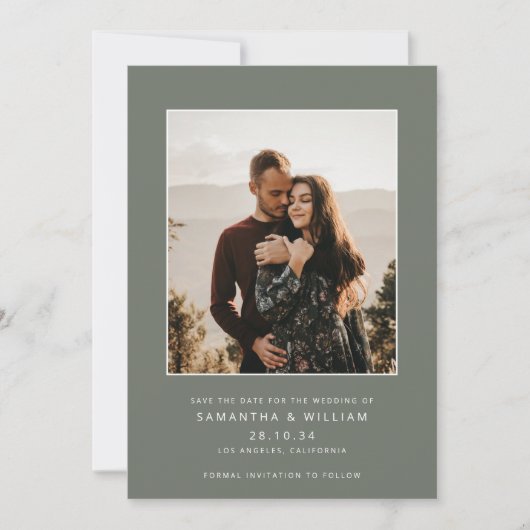 Moderne mix & match minimalistische foto save the date (Voorkant)