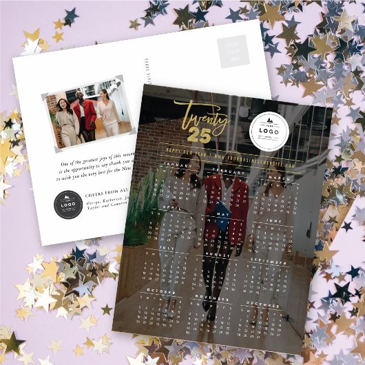 Moderne Mix Typografie 2025 Kalenderfoto Nieuwjaar Feestdagenkaart