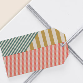 Moderne Mixed Stripes kerstvakantie Cadeaulabel