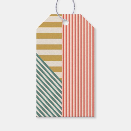 Moderne Mixed Stripes kerstvakantie Cadeaulabel (Voorkant)