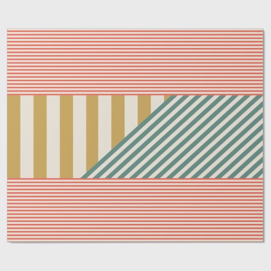 Moderne Mixed Stripes kerstvakantie Cadeaupapier (Vlak)