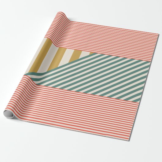 Moderne Mixed Stripes kerstvakantie Cadeaupapier (Uitgerold)