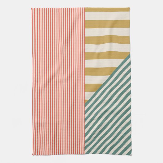 Moderne Mixed Stripes kerstvakantie Theedoek (Verticaal)