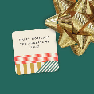 Moderne Mixed Stripes kerstvakantie Vierkante Sticker