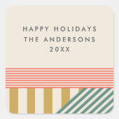 Moderne Mixed Stripes kerstvakantie Vierkante Sticker (Voorkant)