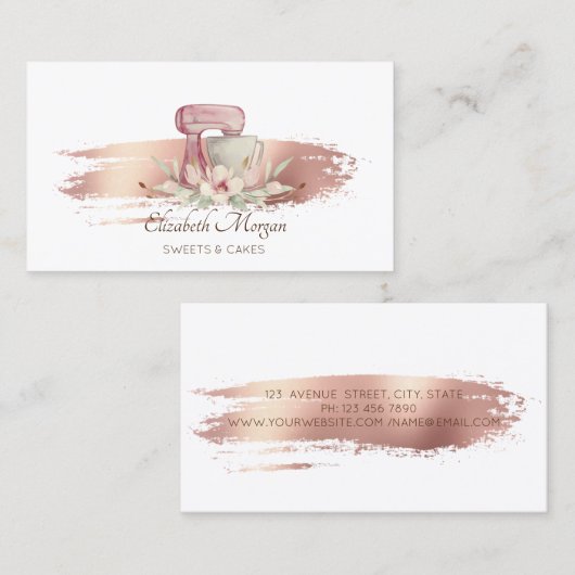 Moderne mixer Flower Bruske Bakery White Visitekaartje (Voorkant / Achterkant)