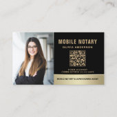 Moderne Mobiele Notaris Foto QR Code Zwart Goud Visitekaartje (Voorkant)