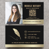 Moderne Mobiele Notaris Foto QR Code Zwart Goud Visitekaartje