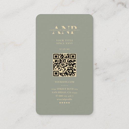 Moderne Mobiele Notaris Openbare Sage QR Code Visitekaartje (Achterkant)
