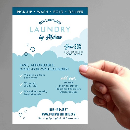 Moderne mobiele wasdienst wasstraat marketing flyer