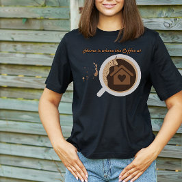 Moderne Mocha Brown Print Grappige Koffiekunst T-shirt