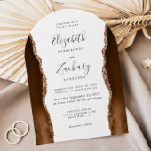 Moderne Mocha Bruin Gouden Agaat Boog Vorm Huwelij Kaart