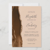 Moderne Mocha Bruin Gouden Agaat Tan Bruiloft Kaart (Voorkant)