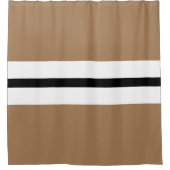 Moderne Mocha Bruin Zwart Wit Racing Stripes Douchegordijn (Voorkant)