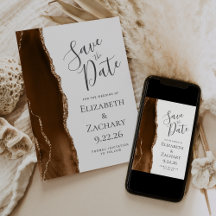 Moderne Mocha Bruine Goud Agate Bewaar de Datum