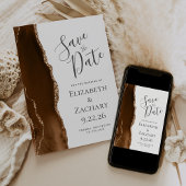 Moderne Mocha Bruine Gouden Agaat Bewaar de Datum Save The Date