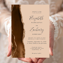 Moderne Mocha Bruine Gouden Agaten Tannine Trouwka