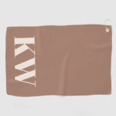 Moderne Mocha Bruine Monogram Eerste Letters Geper Golfhanddoek (Horizontaal)