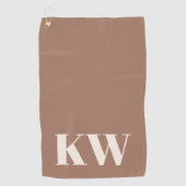 Moderne Mocha Bruine Monogram Eerste Letters Geper Golfhanddoek (Voorkant)