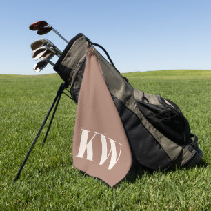 Moderne Mocha Bruine Monogram Eerste Letters Geper Golfhanddoek