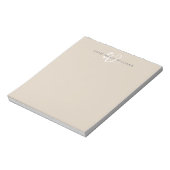 Moderne Mocha Bruine Witte Script Monogram Notitieblok (Linkerzijde)