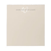 Moderne Mocha Bruine Witte Script Monogram Notitieblok (Voorkant)