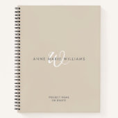 Moderne Mocha Bruine Witte Script Monogram Notitieboek (Voorkant)