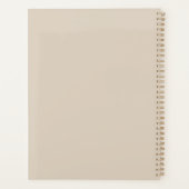 Moderne Mocha Bruine Witte Script Monogram Planner (Achterkant)