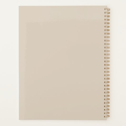 Moderne Mocha Bruine Witte Script Monogram Planner (Achterkant)