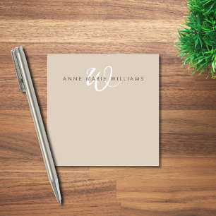 Moderne Mocha Bruine Witte Script Monogram Post-it® Notes