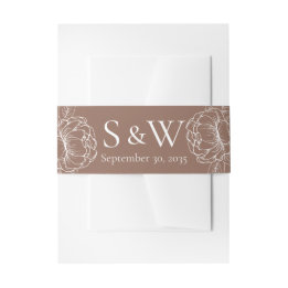 Moderne Mocha Mousse Boho Floral Minimal Wedding Uitnodigingen Wikkel