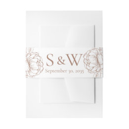 Moderne Mocha Mousse Boho Floral Minimal Wedding Uitnodigingen Wikkel