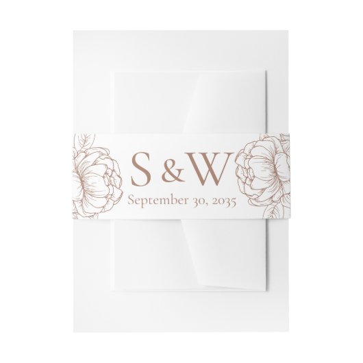 Moderne Mocha Mousse Boho Floral Minimal Wedding Uitnodigingen Wikkel (Voorkant Voorbeeld)