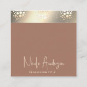 Moderne Mocha Mousse luxe gouden confetti QR code Vierkante Visitekaartje (Voorkant)