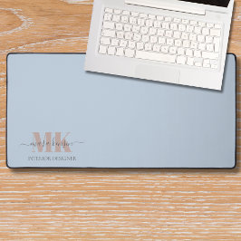 Moderne Mocha Mousse Monogram Stof Blauw Bureaumat