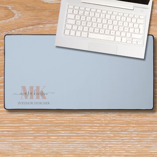 Moderne Mocha Mousse Monogram Stof Blauw Bureaumat
