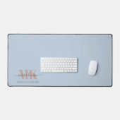 Moderne Mocha Mousse Monogram Stof Blauw Bureaumat (Keyboard & Muis)