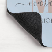 Moderne Mocha Mousse Monogram Stof Blauw Muismat (Hoek)