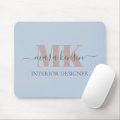 Moderne Mocha Mousse Monogram Stof Blauw Muismat (Met muis)