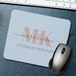 Moderne Mocha Mousse Monogram Stof Blauw Muismat