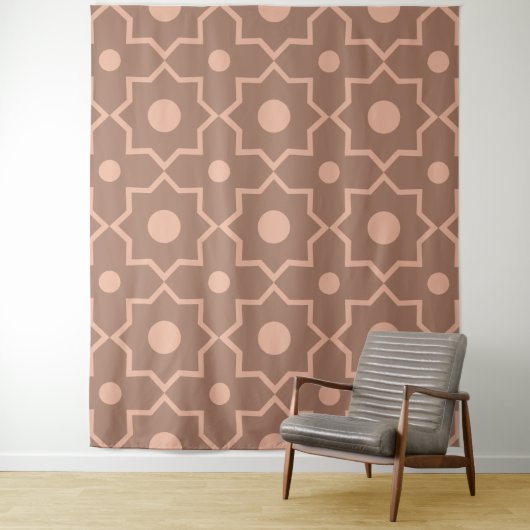 Moderne Mocha Mousse Stof Roze Geometrische Vorm Wandkleed (In situ)