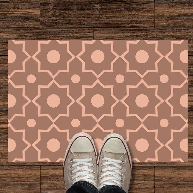 Moderne Mocha Mousse Stoffige Roze Geometrische Vo Deurmat (Creator heeft geüpload)