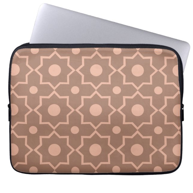 Moderne Mocha Mousse Stoffige Roze Geometrische Vo Laptop Sleeve (Voorkant)