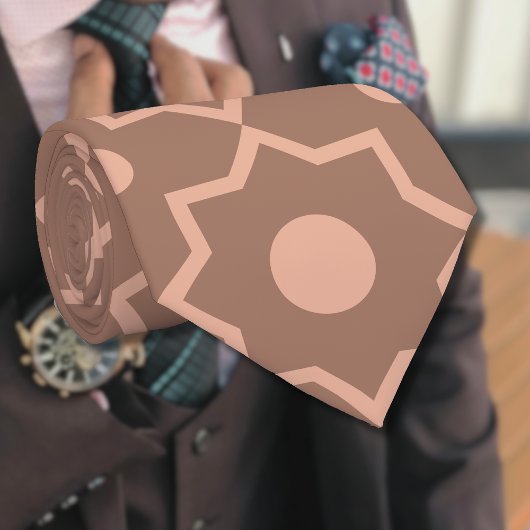 Moderne Mocha Mousse Stoffige Roze Geometrische Vo Stropdas