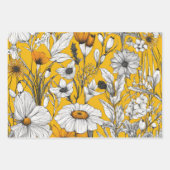 Moderne Mod Boho Daisy Wildflower Floral Inpakpapier Vel (Voorkant)
