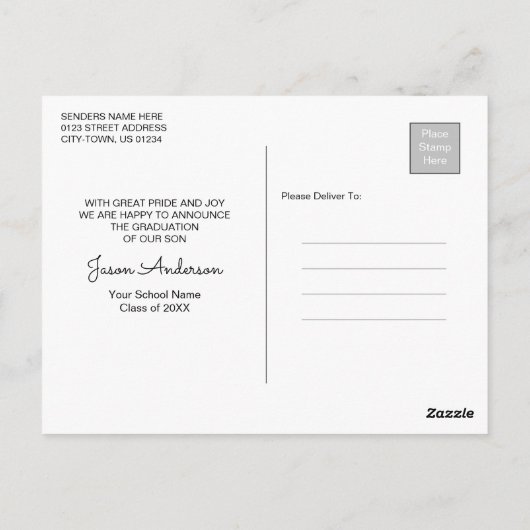 Moderne Mode 1 Foto Afstuderen aankondiging Briefkaart (Achterkant)