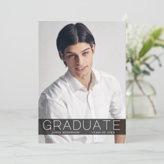 Moderne Mode 1 Foto Afstuderen Aankondiging Kaart (Staand voorkant)