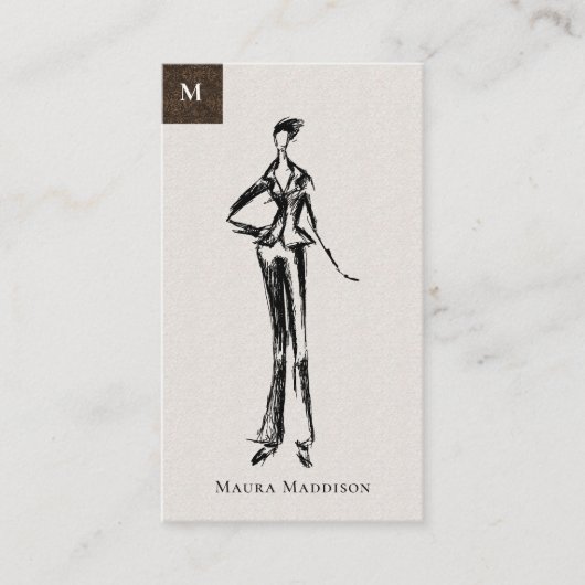 Moderne Mode Designer Model Sketch Visitekaartje (Voorkant)